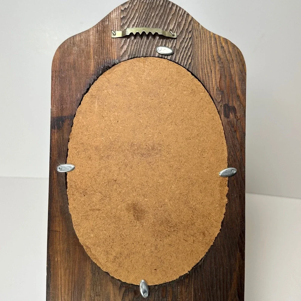 Vintage Wood Wall Mirror with Shelf Arched Dark Brown Rustic Entryway Decor